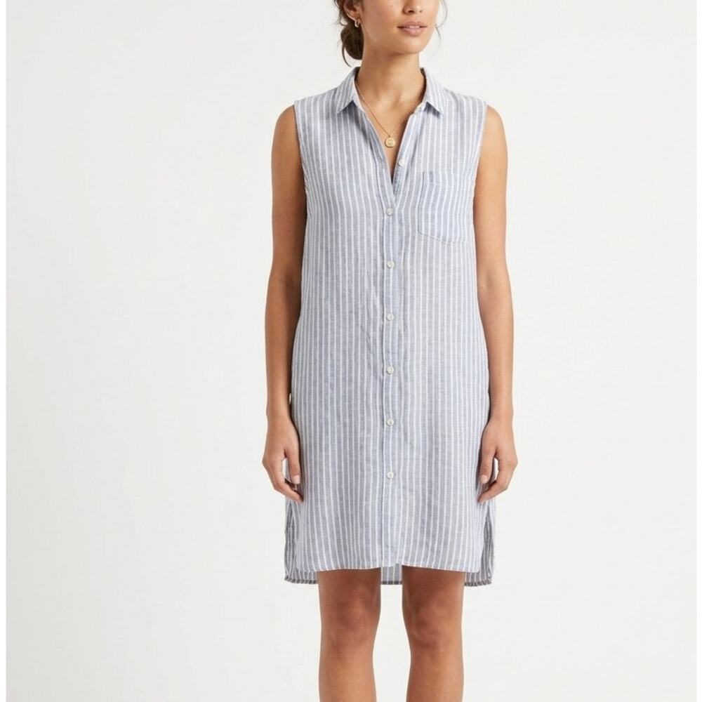 ​J. Jill Love Linen Striped Sleeveless Button Down Tunic Shirt - Large